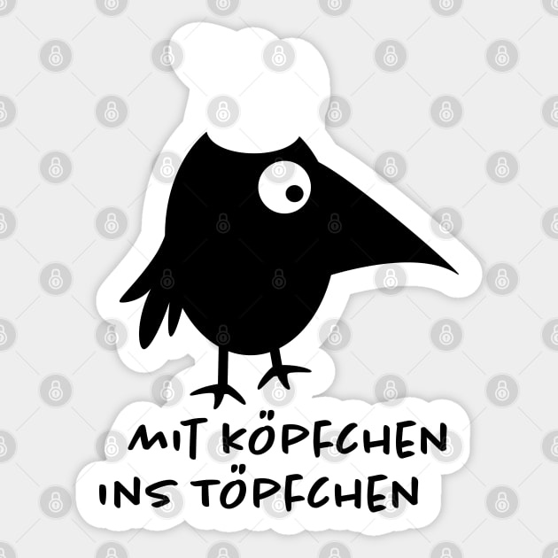 Funny raven as a cook Sticker by spontania